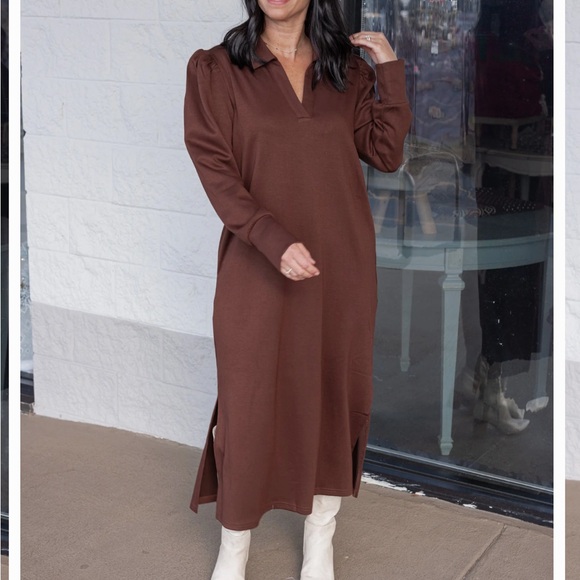 JODIFL Dresses & Skirts - JODIFL Long Sleeve Dress in Deep Brown